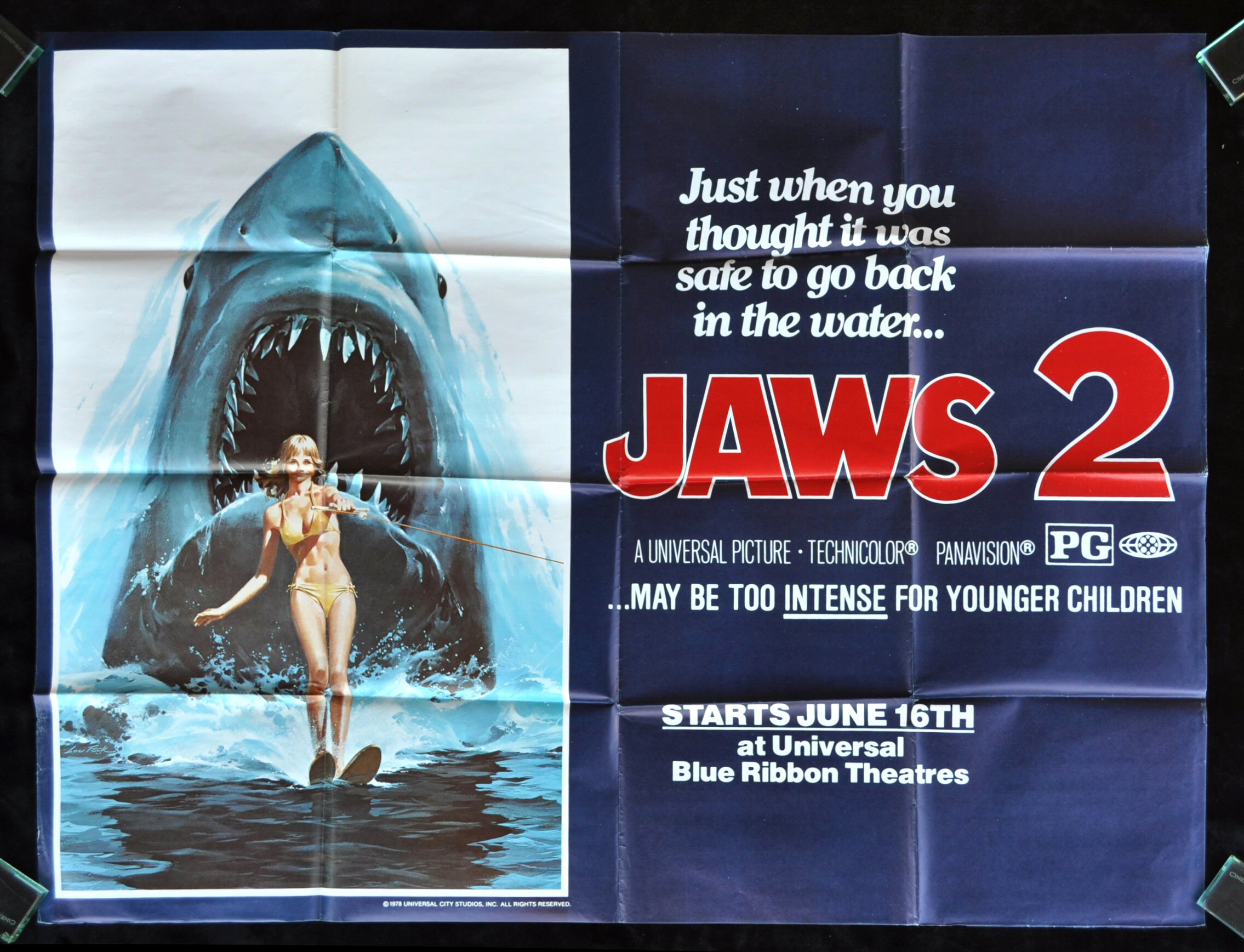 JAWS 2 * SUBWAY SHARK MOVIE POSTER WATER SKIING  