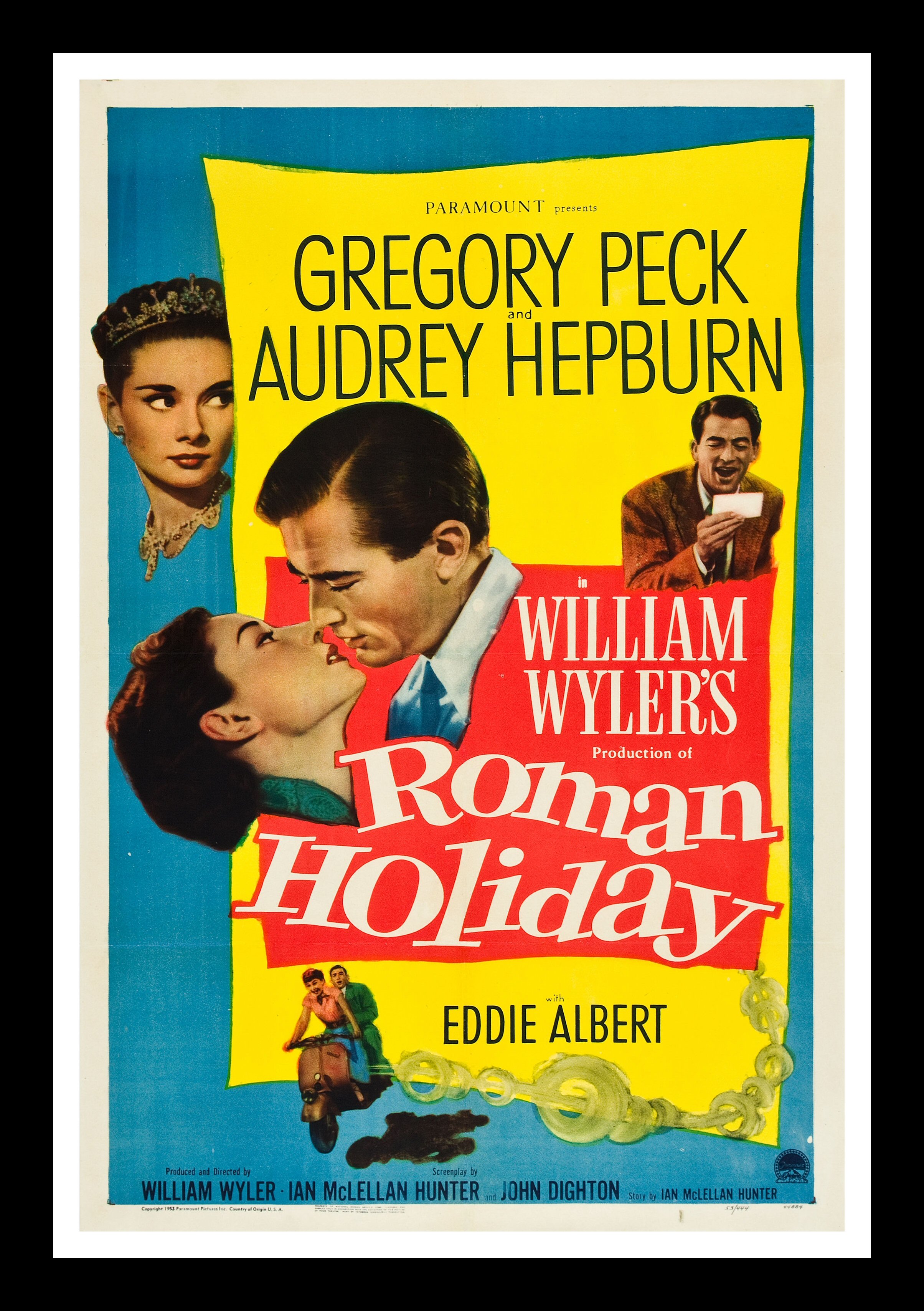 ROMAN HOLIDAY *ORIGINAL 53 AUDREY HEPBURN MOVIE POSTER  