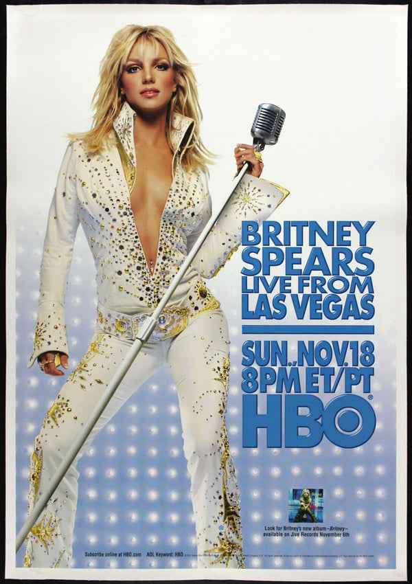 Original 🔥 BRITNEY SPEARS 🔥 CineMasterpieces ELVIS HBO POSTER LIVE FROM LAS VEGAS 2001 movie poster