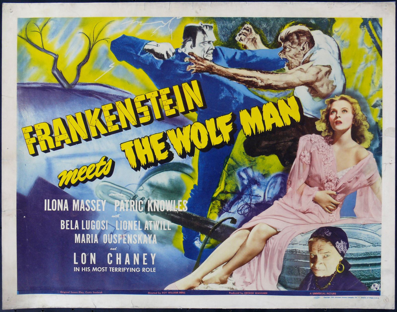 Original Frankenstein Meets the Wolf Man movie poster