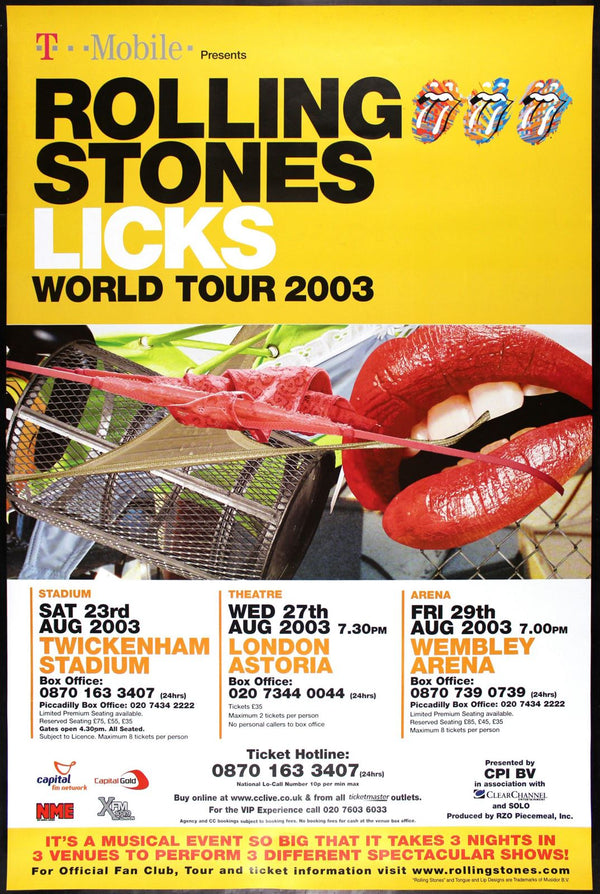 Original ROLLING STONES ✯ 2003 LICKS UK WORLD TOUR MUSIC ROCK CONCERT POSTER HUGE 40x60 movie poster