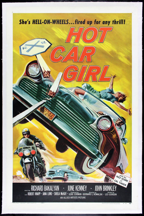 Original HOT CAR GIRL * CineMasterpieces 1958 AUTO DRAG RACING BAD ORIGINAL MOVIE POSTER movie poster