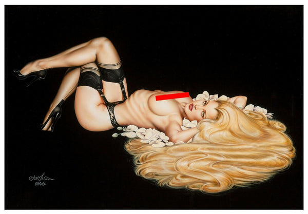Original OLIVIA DE BERARDINIS ✯ RAPUNZEL LONG BLONDE HAIR ORIGINAL ART PAINTING 1994 movie poster