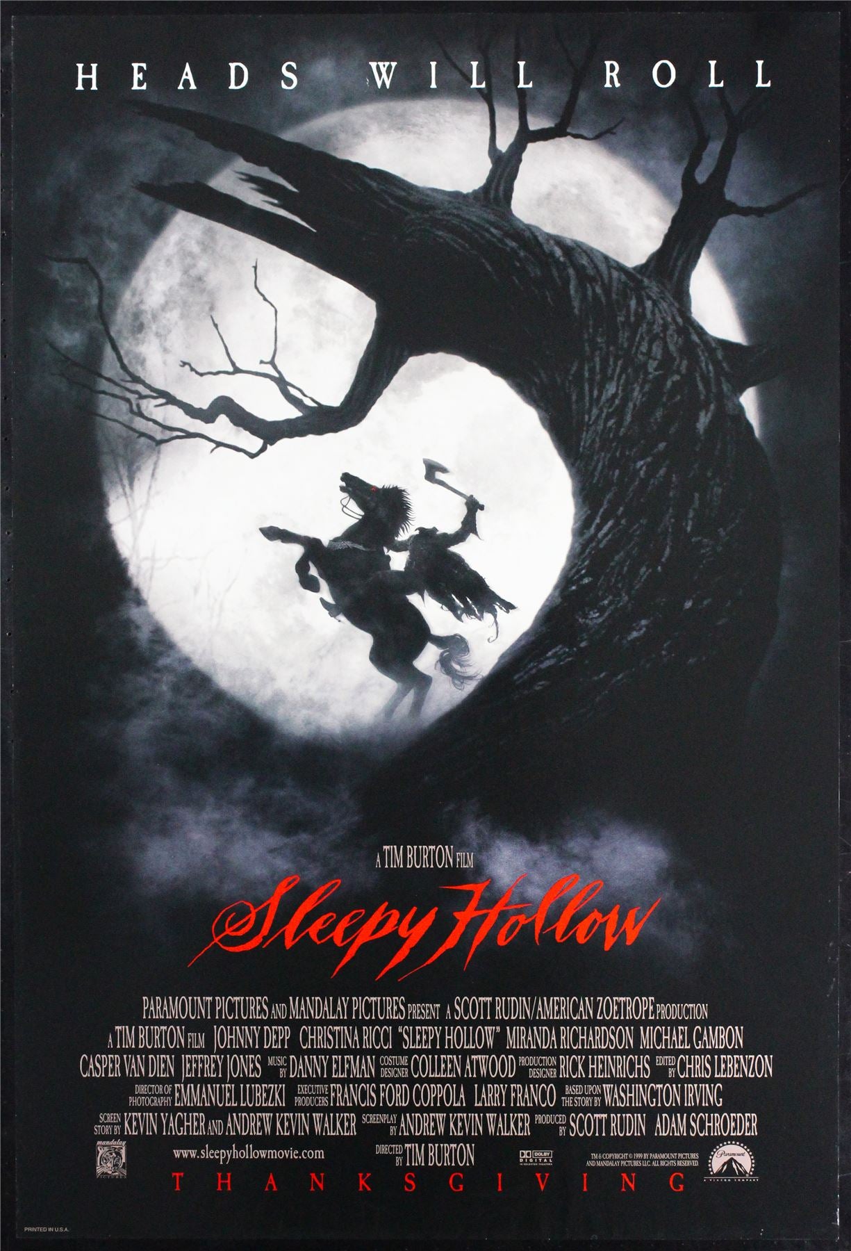 Original Sleepy Hollow movie poster