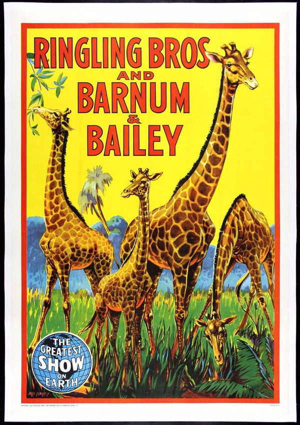 Original RINGLING BROS BARNUM BAILEY CineMasterpieces JUNGLE AFRICA GIRAFFE CIRCUS POSTER movie poster
