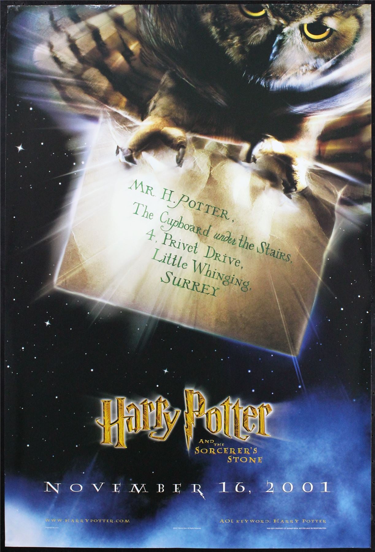 Original Harry Potter and the Sorcerer's Stone movie poster