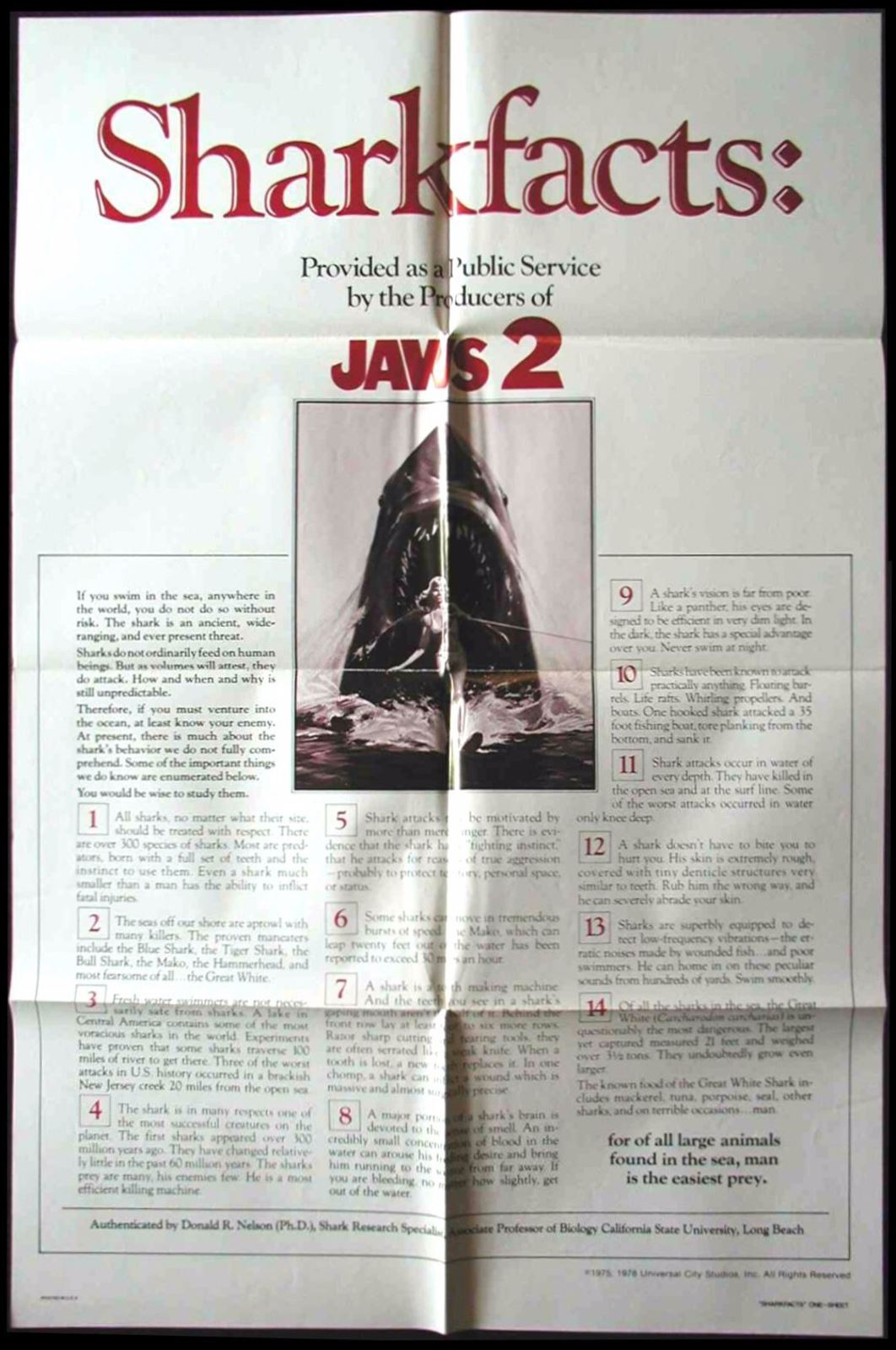 Original Jaws 2 movie poster