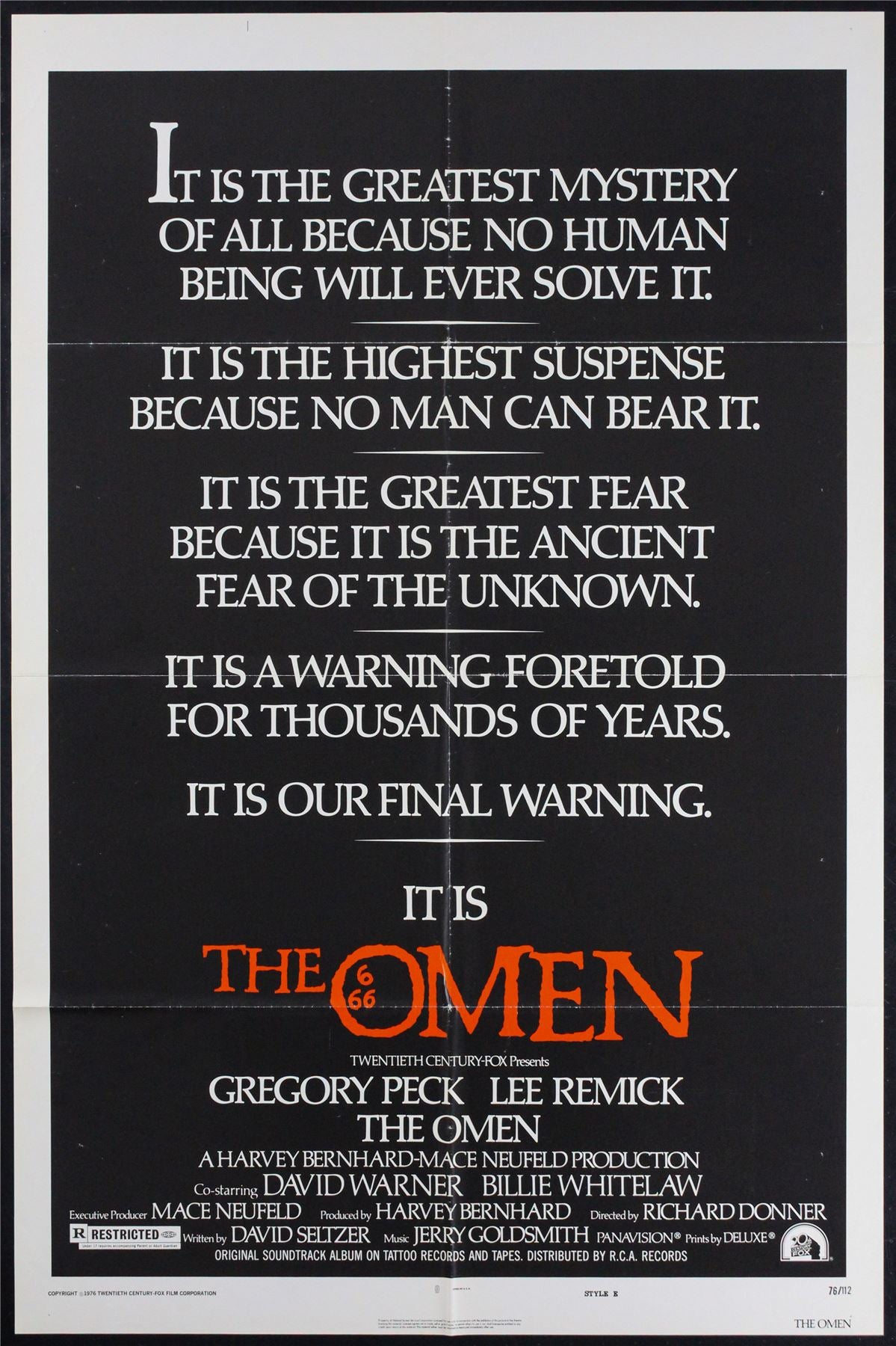 Original The Omen movie poster