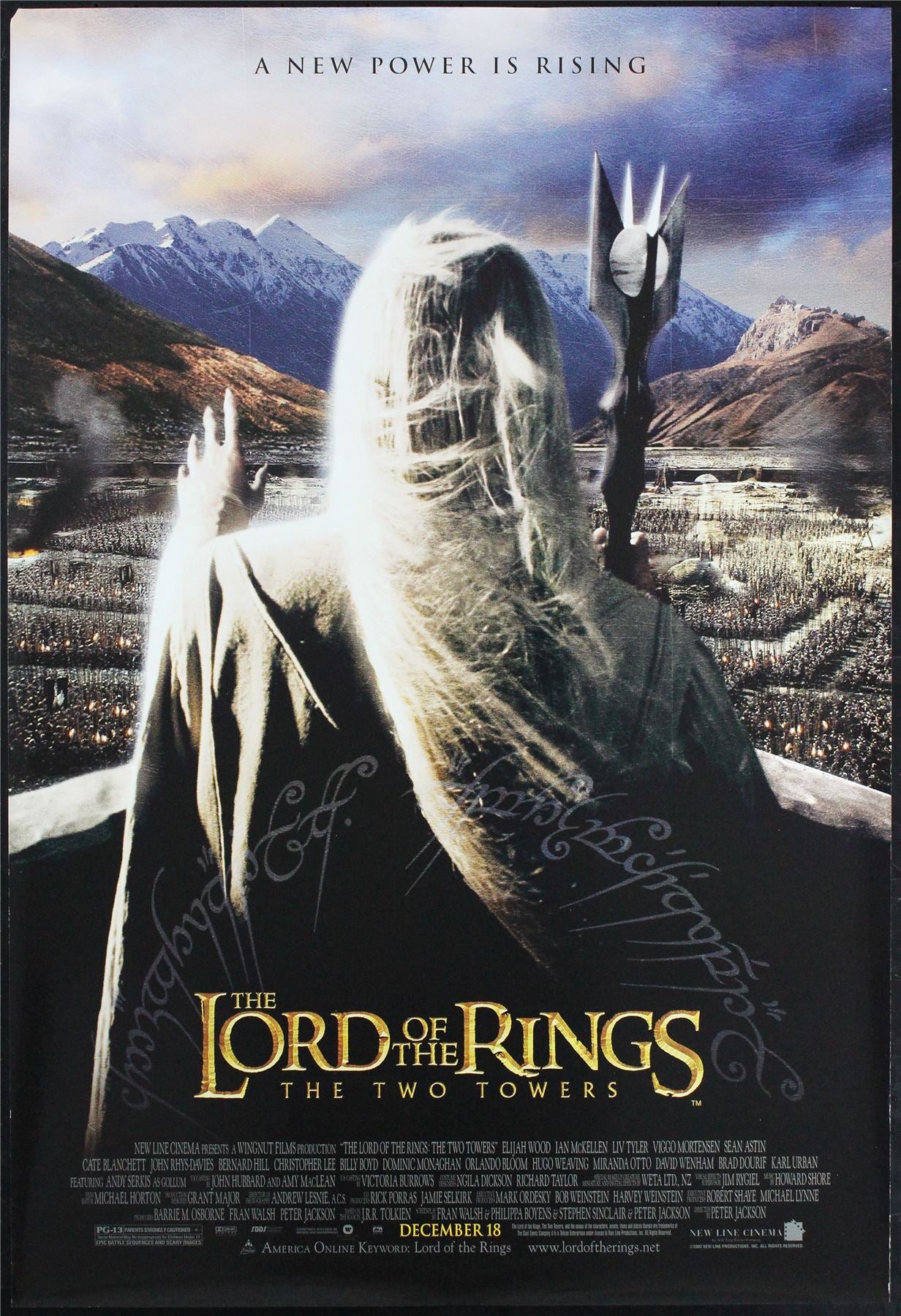 Original Lord of the Rings: The Two Towers movie poster