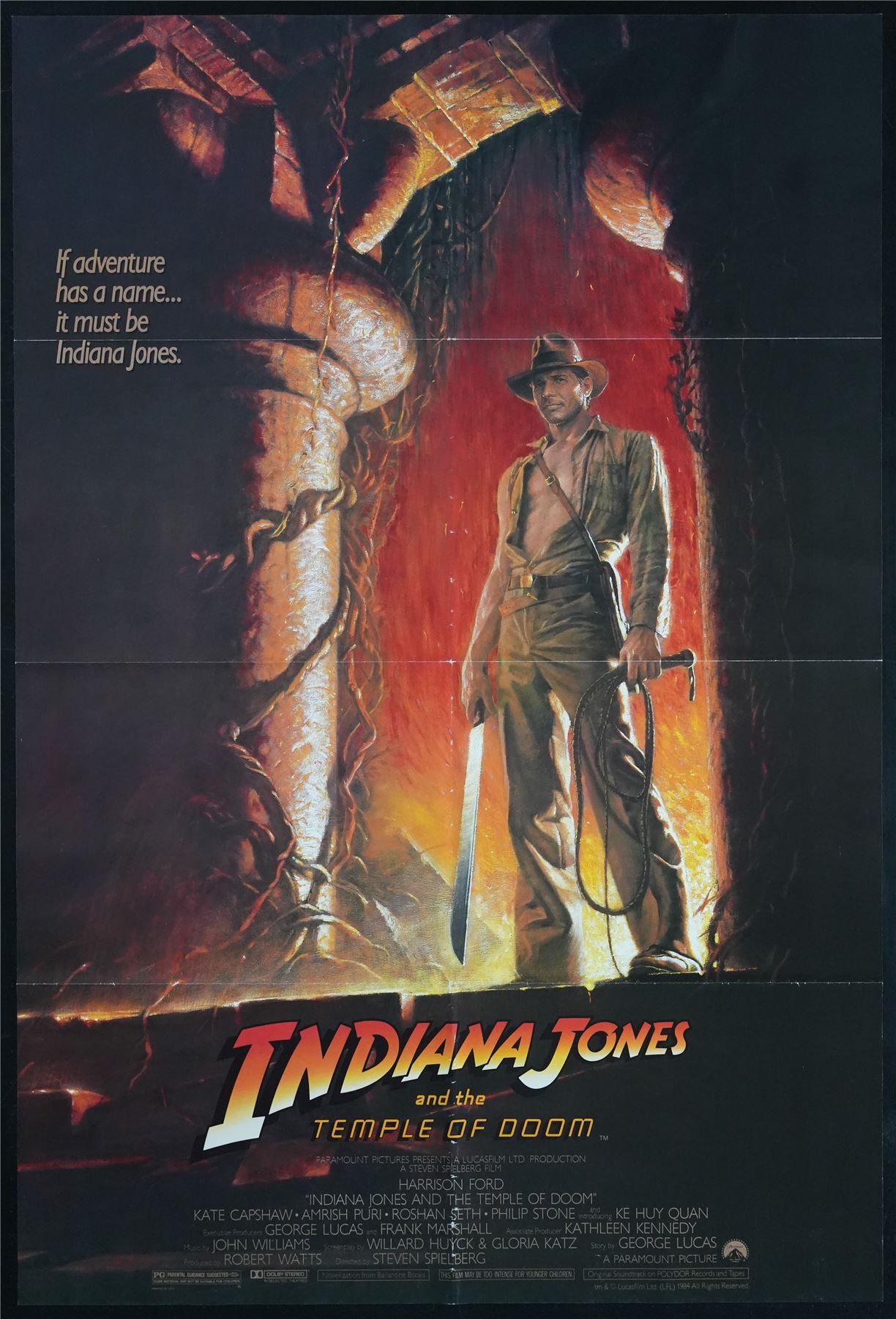 Original Indiana Jones and the Temple of Doom movie poster