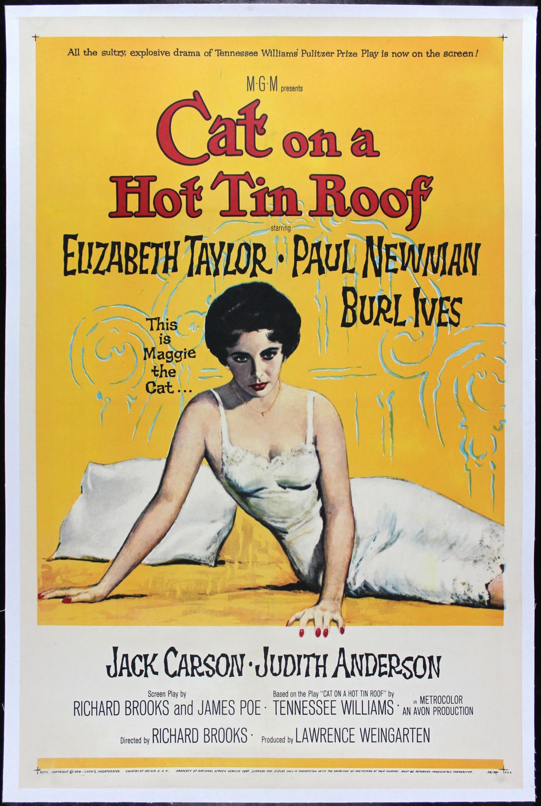 Original Cat on a Hot Tin Roof movie poster