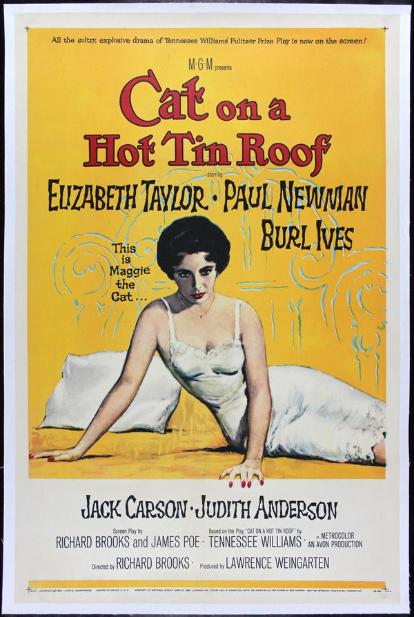 Original Cat on a Hot Tin Roof movie poster