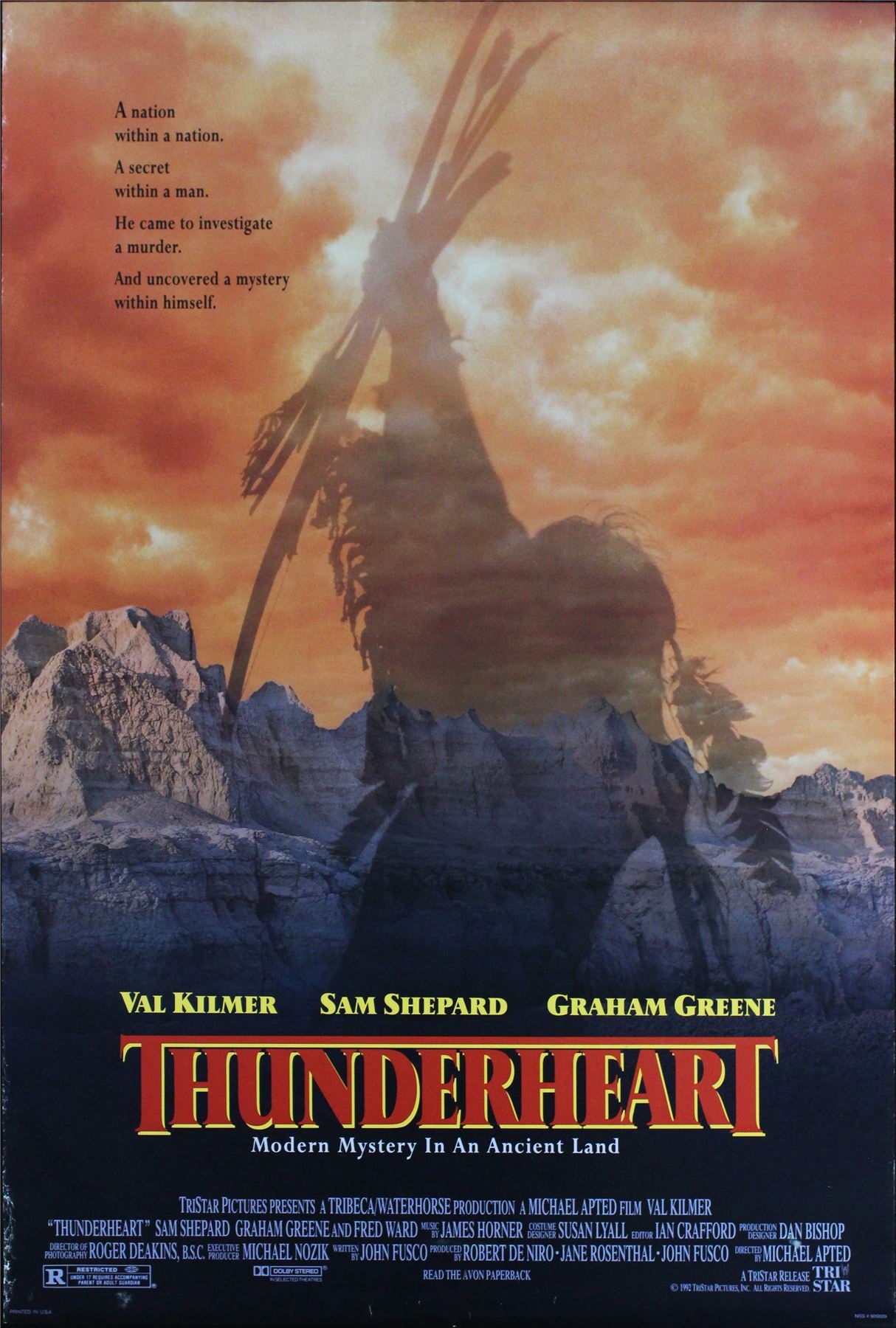 Original Thunderheart movie poster