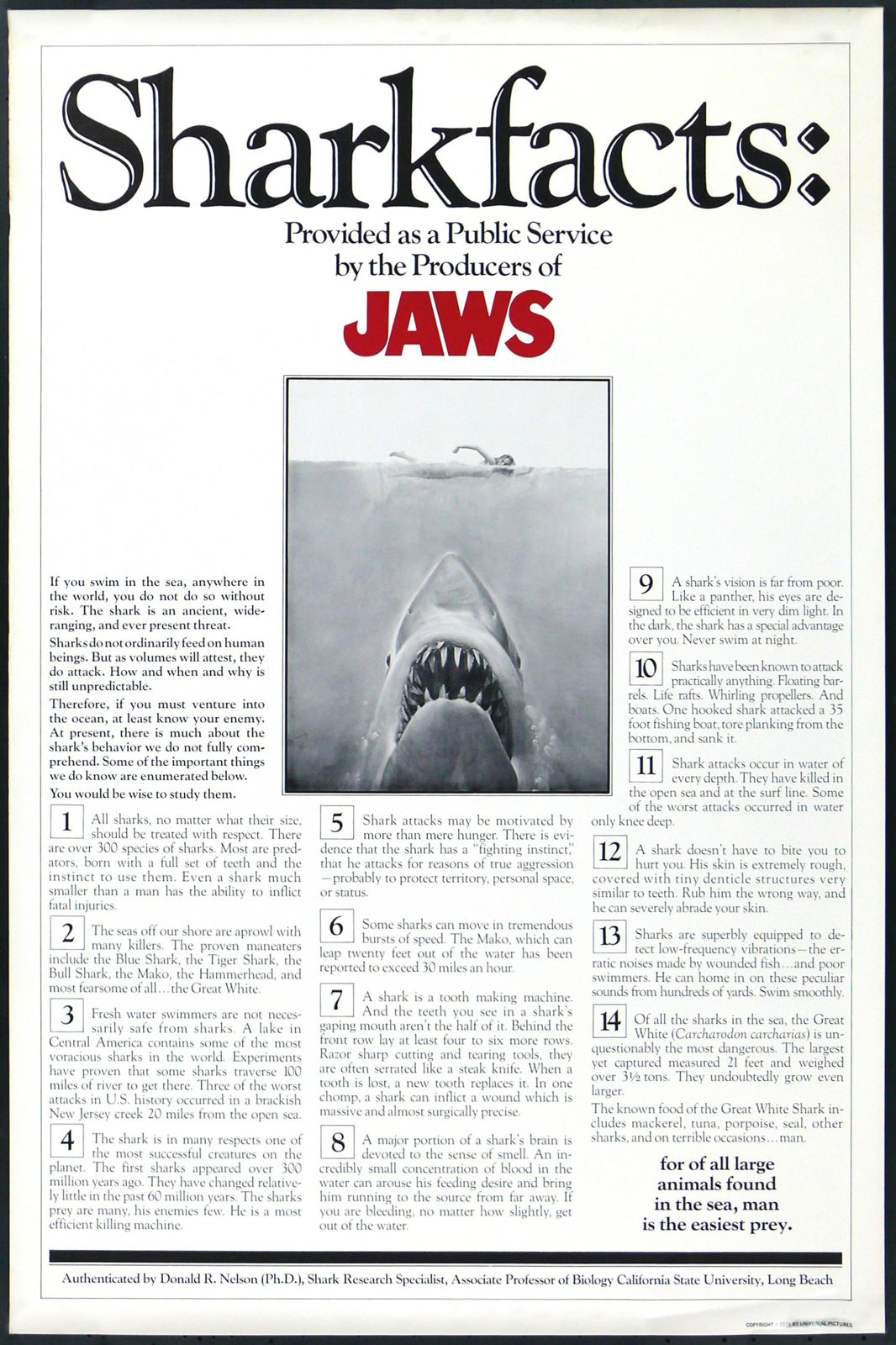 Original Jaws movie poster