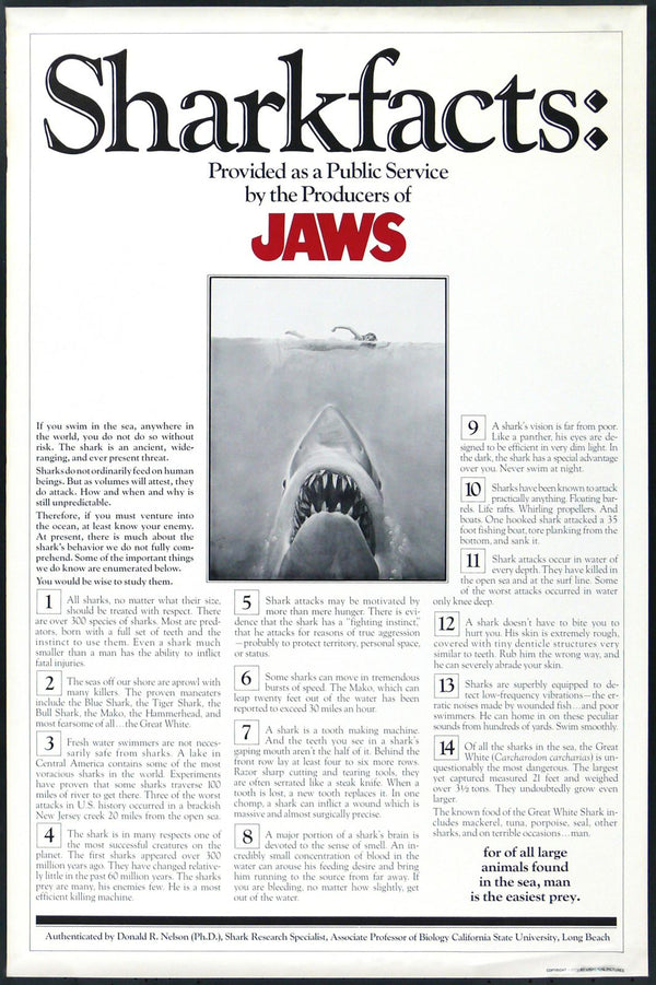 Original Jaws movie poster