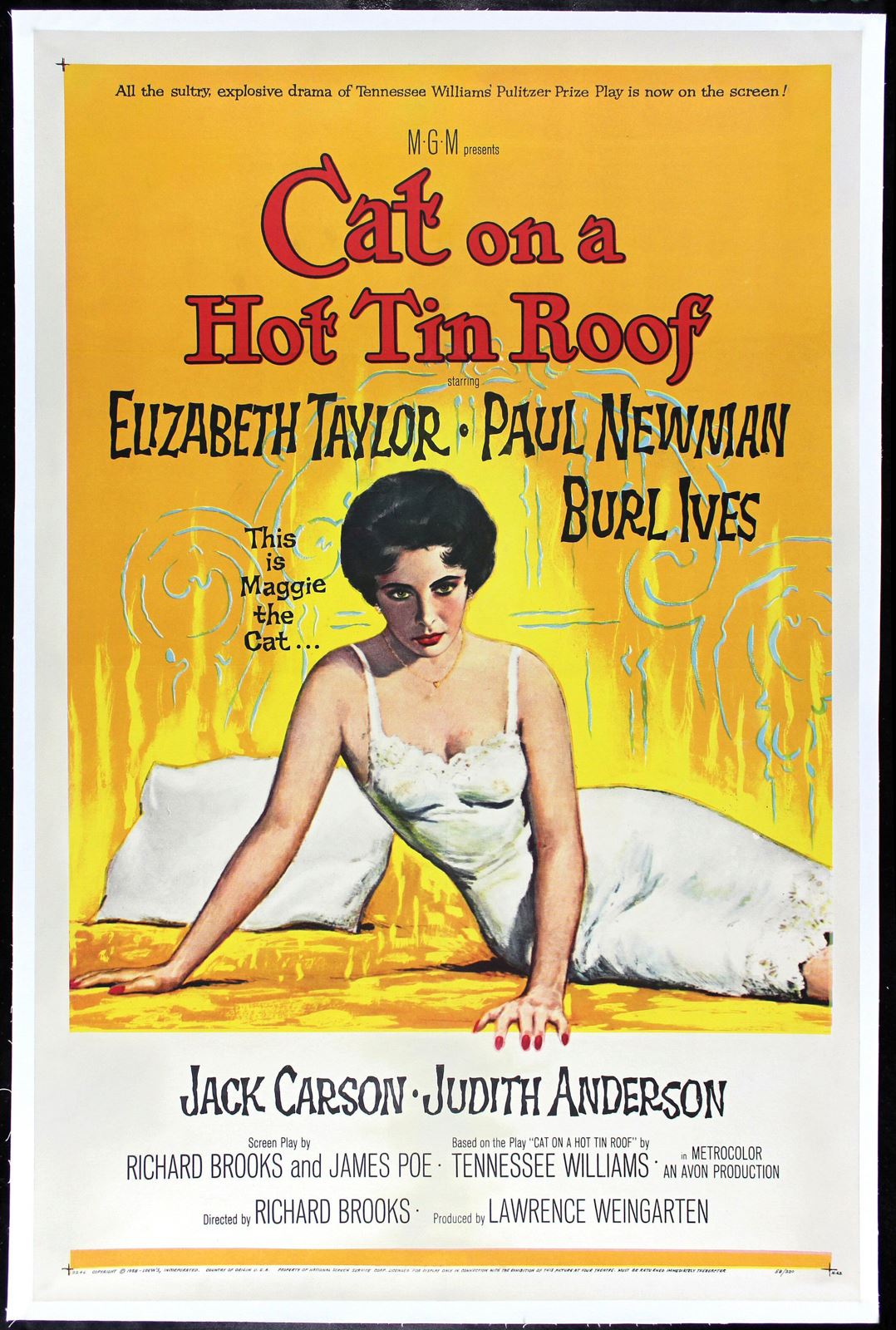 Original Cat on a Hot Tin Roof movie poster