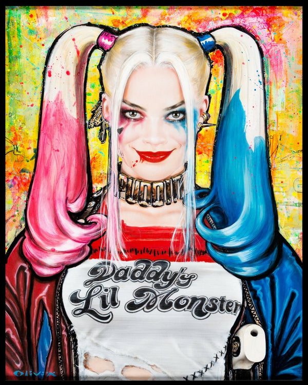 Original OLIVIA DE BERARDINIS HARLEY QUINN Daddy's Lil Monster MARGOT ROBBIE ART PAINTING movie poster