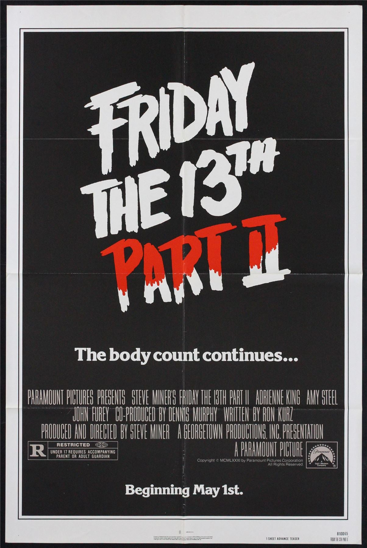 Original Friday the 13th Part II movie poster