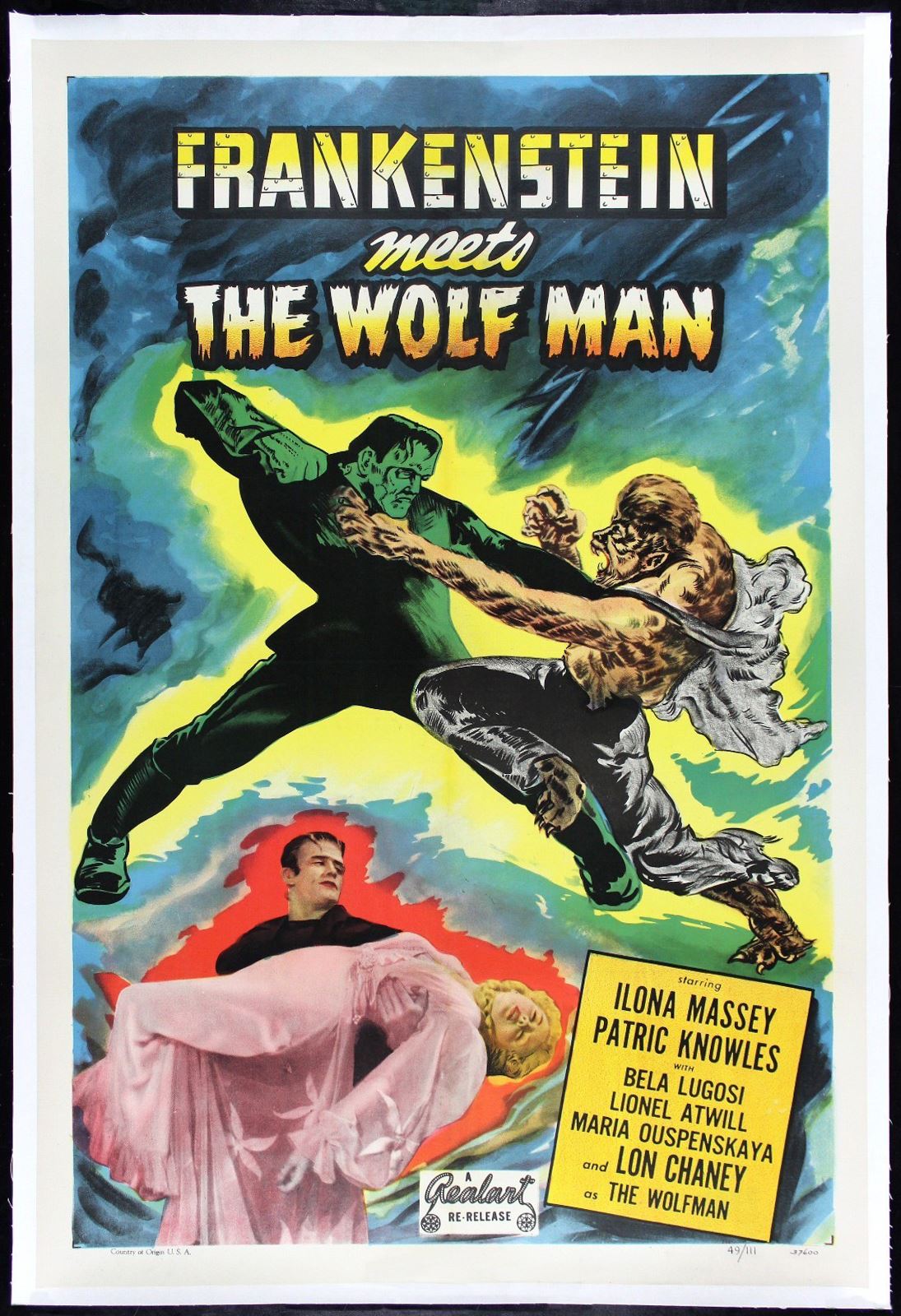 Original Frankenstein Meets the Wolf Man movie poster