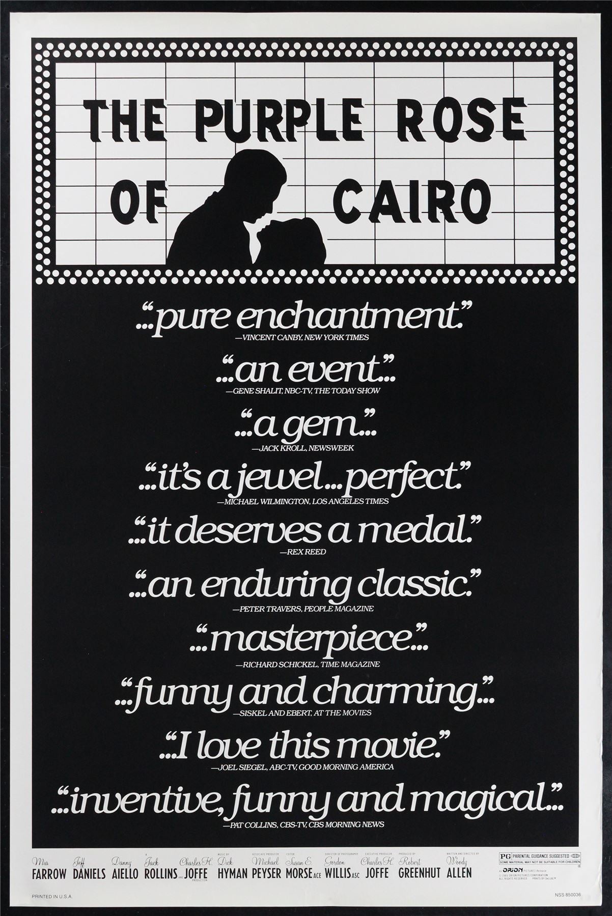 Original The Purple Rose of Cairo movie poster