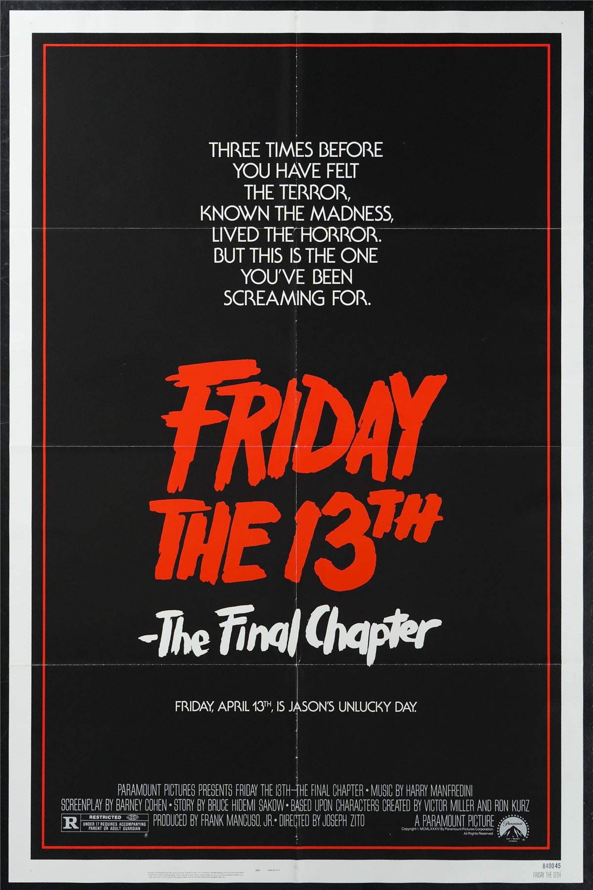 Original Friday the 13th: The Final Chapter movie poster