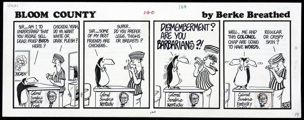 Original BLOOM COUNTY ✯ 1982 RARE EARLY ORIGINAL COMIC STRIP ART OPUS KFC BERKE BREATHED movie poster