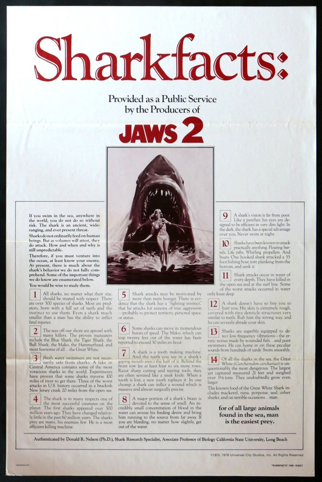 Original Jaws 2 movie poster
