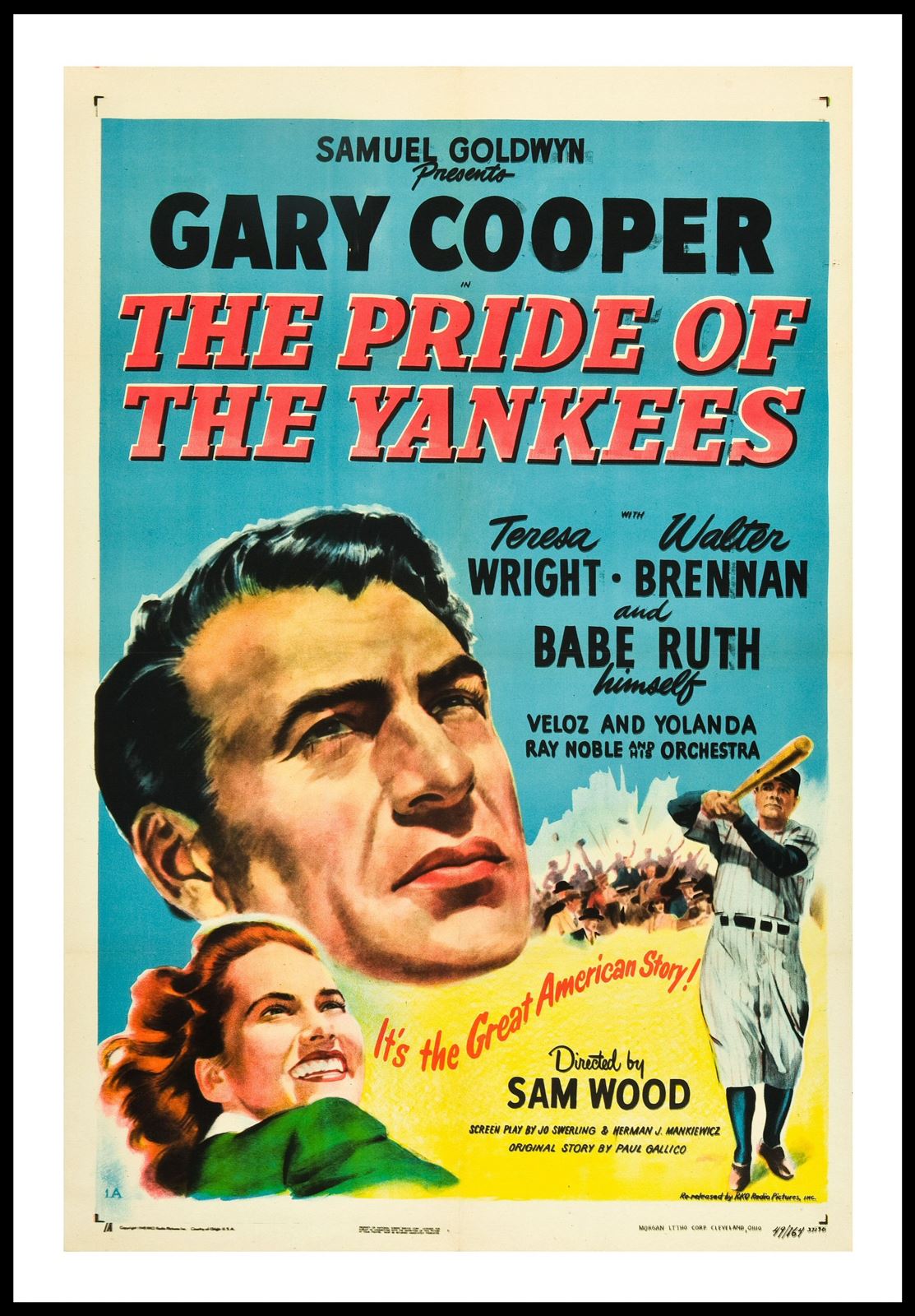 Original The Pride of the Yankees movie poster